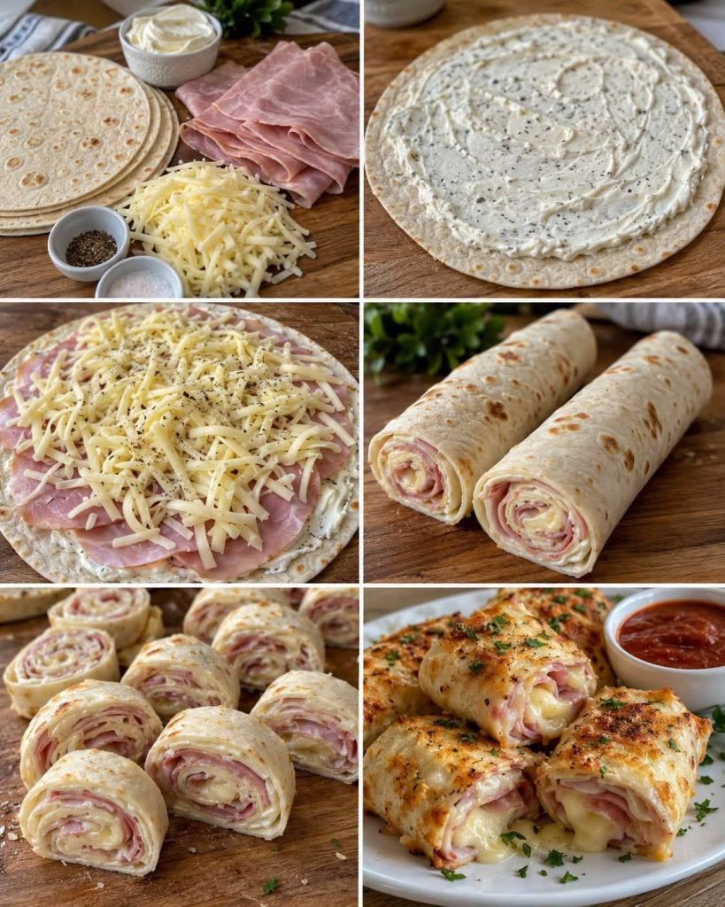 🔥 Rouleaux de tortilla au jambon et au fromage — Tellement simples et délicieux ! 🧀🌯